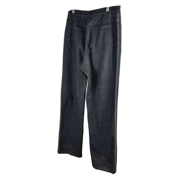 St. John Sport Gray Cotton Blend Dress Pants Women's Size 10 Side Studded Detail - Picture 3 of 16